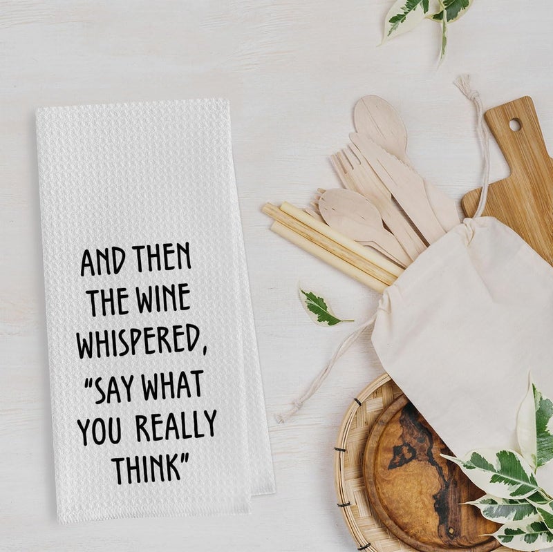 Geqtt Wine Lovers Dish Towel - Funny Wine Gifts Decorative Waffle Weave Kitchen Towels, Tea Towel, Hand Towel, Housewarming Gift (16×24 Inches) - Image 2